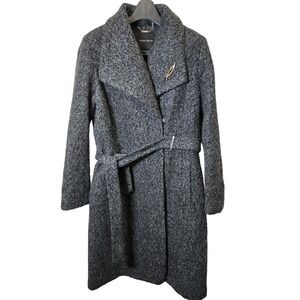 Ivanka Trump Women's Gray Tweed Belted Wool Blend Coat Size 14